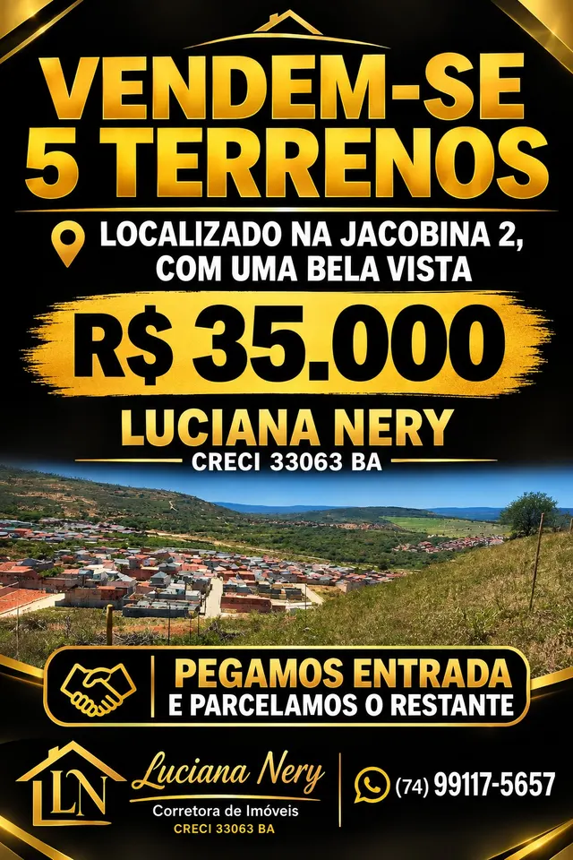 5 terrenos na Jacobina 2, com vista — R$ 35 mil cada — foto 1