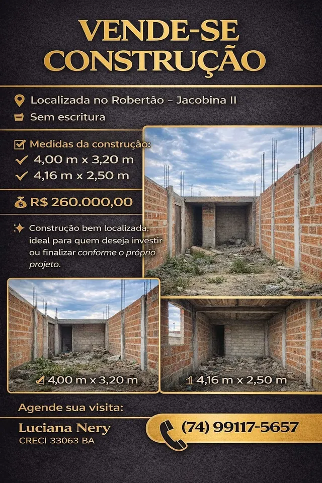 Construção no Robertão (Jacobina 2) — R$ 260 mil — foto 1
